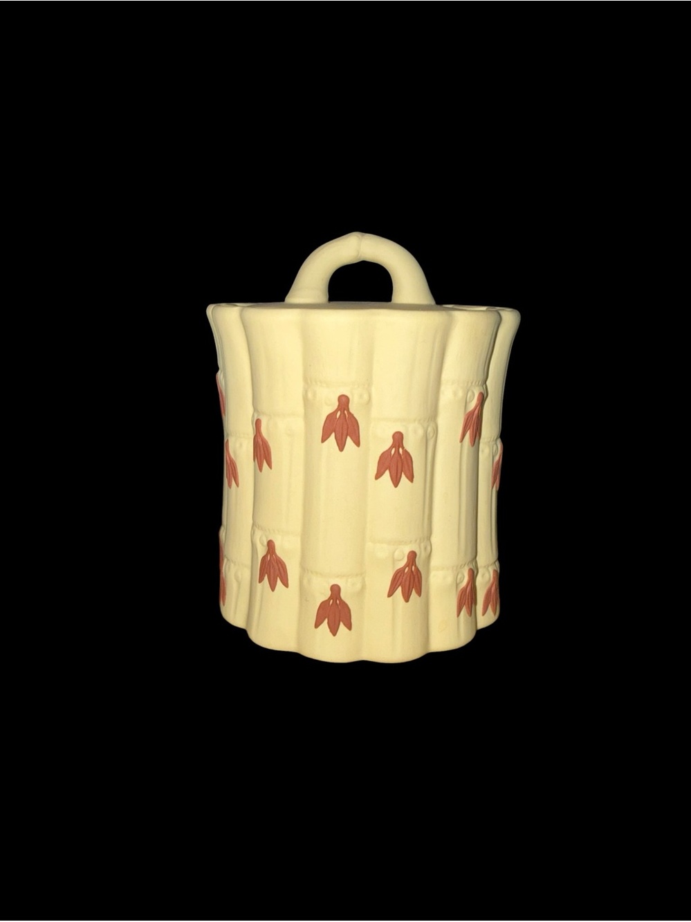 WEDGWOOD Rare! Embossed “bamboo” matte Jasperware with terra-cotta leaf detail